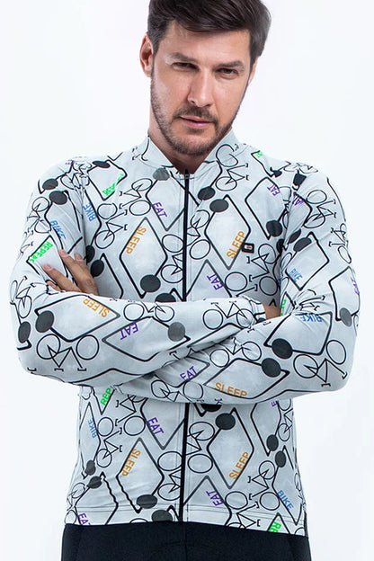 Camisa Ciclismo Manga Longa Márcio May Funny White Bike Repeat