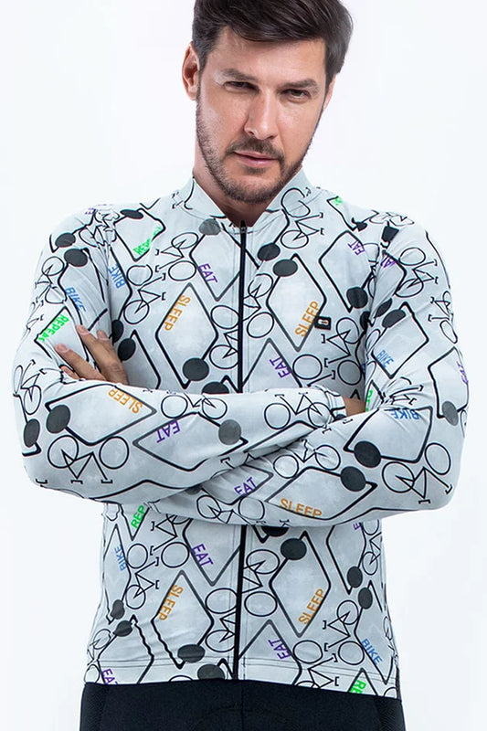Camisa Ciclismo Manga Longa Márcio May Funny White Bike Repeat