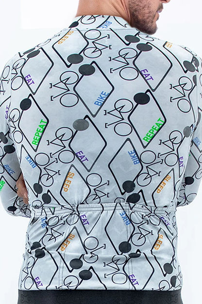 Camisa Ciclismo Manga Longa Márcio May Funny White Bike Repeat